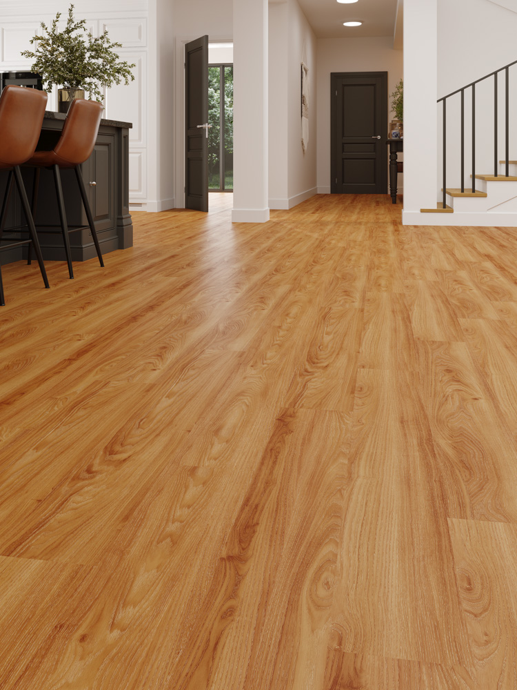 Кварцвиниловый SPC ламинат Cronafloor Nano Дуб Верона ZH-81125-5 1200×180×3,5 фото в интерьере